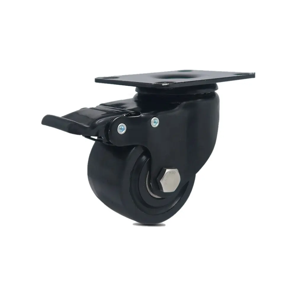 1.5 2 Inch Low Profile Gravity castor 2.5 inch Mechanical Equipment Heavy Duty Caster Wheel with Metal Brake 3 inch swivel wheel