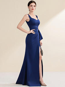 فستان سهرة نسائي جديد مثير بدون أكمام بفتحة رقبة عميقة على شكل V فستان طويل للحفلات والسهرات - Product Image 4