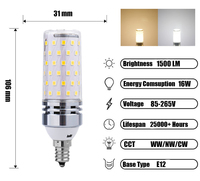 Vente d'usine ampoule de maïs LED haute luminosité E27 E26 E14 E12 B22 16W lumière de maïs LED 1500 lumens 85-265V lampe de maïs