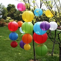 LUCKY Gros Lanternes en Papier Personnalisées Impression Chinoises Suspendues Rondes Colorées Lampes en Papier Circulaires Pliables