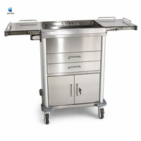 Chariot médical en acier inoxydable BT-SET008, chariot utilitaire de traitement, chariot à instruments d'hôpital avec 4 roues silencieuses CE