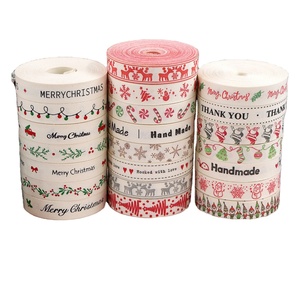 100% katun Satin pita Natal busur dicetak pohon Natal dekorasi Garland Streamer kemasan kotak hadiah - Product Image 4
