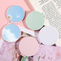 Petit miroir de maquillage de poche compact et portable avec impression de logo personnalisée vente en gros en usine