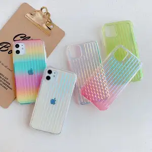 For iPhone 11 Mobile phone housings Curved Suitcase Phone Case For iPhone Xs max Soft Rainbow TPU Case Cover For iPhone