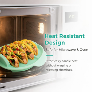 Plato para Tacos con Soporte, 4 Ranuras Onduladas para Mantener los Tacos Verticales, Antiderrames, Soporte de Silicona para Tacos, Grado Alimenticio, Libre de BPA, Resistente al Calor - Product Image 5