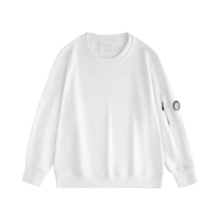 Sweatshirts éponge français vintage Mode de rue décontractée avec des étiquettes de col rond et de manches imprimées Stone Wash