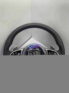 Volant en cuir blanc en fibre de carbone pour Mercedes-Benz <span class=keywords><strong>AMG</strong></span> W204 W205 W211 W203 W212 W176 W213 Cla W210 W124 W177 W221 - Product Image 5