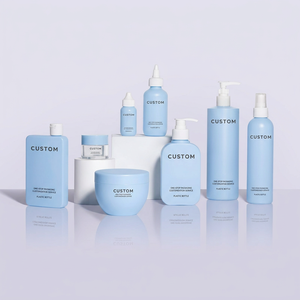 Ensemble de flacons de soins de la peau personnalisés, flacons carrés pour après-shampoing, flacons en plastique pour cosmétiques, flacons pour le lavage du visage et du corps avec pompe à lotion - Product Image 1