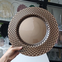 Assiette de présentation en verre taillé diamant bronze marron pour la vente en gros, sous-assiette décorative pour mariages, hôtels et tables à domicile