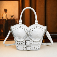 Sac à main de luxe de créateur pour femme, forme corset, motif léopard, clouté, avec poignée supérieure, porté épaule et bandoulière