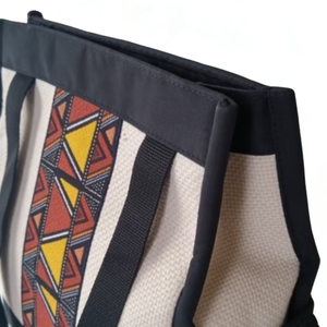 NAWOU Ugandan Handmade Geometric Pattern Fabric <b>Bag</b> <b>Boho</b> Style Women's Canvas Tote - Product Image 2