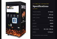 Distributeur automatique de café commercial entièrement automatique, écran tactile, corps en acier inoxydable, capacité de 100 pièces, surveillance à distance pour