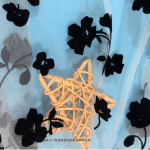 RTS Американский Тюль 100% нейлоновый Флокированный цветочный дизайн Тюлевая ткань - Product Image 4