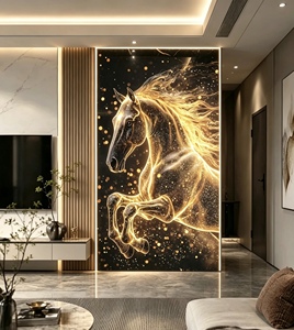 Adesivo Ecologico 3D Stampato a Colori Nero e Oro con Cavallo, Adesivo in Schiuma ad Alta Definizione per Cameretta Bambini, Sfondo TV, Paraschizzi Cucina - Product Image 4