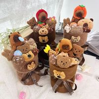 Décoration Tissé Artificielle Faux Fleur Simulé Tissé À La Main Fil Simulation De Noël En Peluche Poupée Jouet Fleurs Capybara Bouquet