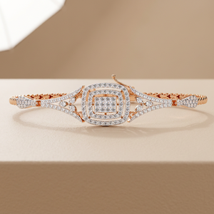 Bracelet à maillons en or massif 9K 10K 14K 18K pour femme avec diamants – Bijoux fins personnalisés avec fleur en diamant CVD créé en laboratoire - Product Image 1
