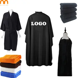 Hot Sale Waterproof Salon Cape Hairdressing Gown Black Polyester Barber Capes