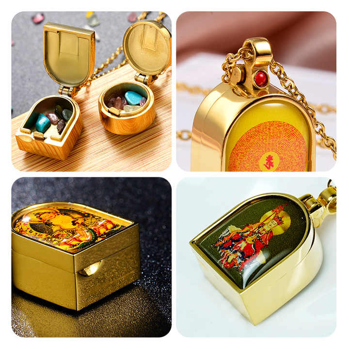 GIVELUCK Stainless Steel Feng Shui Lockets Pendant Openable Buddhism Jewelry Gawu Box Buddha Amulet Locket Necklace