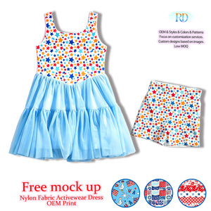 Vestido Deportivo de Malla Activa para Niñas con Estampado Patriótico de Estrellas en Nailon y Spandex, Color Personalizado, MOQ Bajo, Vestido <span class=keywords><strong>Tutú</strong></span> Deportivo con Malla Exterior - Product Image 3
