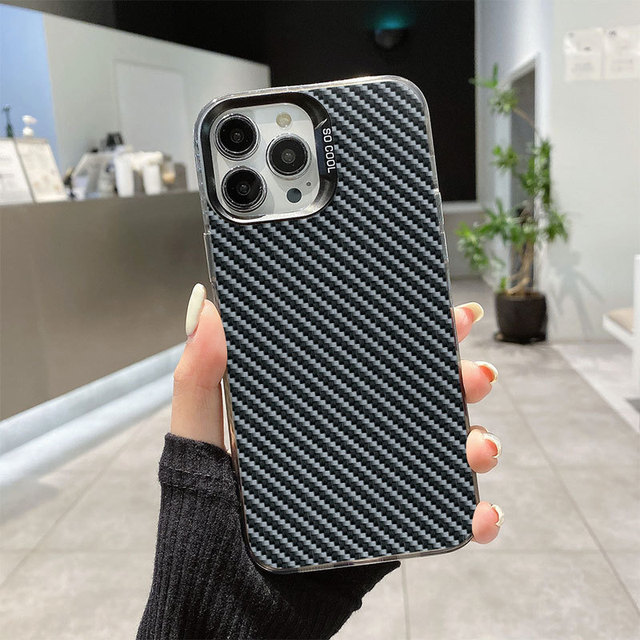 Carbon Fiber Pattern Phone Case,Luxury Shockproof Fundas Hard PC Mobile Phone Cases for IPhone 14 15 Pro Max 16 Plus 16E 17