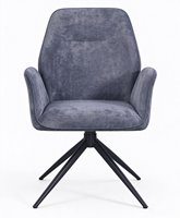 Fauteuil d'appoint rembourré à dossier haut avec coussin moelleux et base pivotante à 360 degrés en métal noir robuste, chaise de salle à manger de luxe, vente chaude