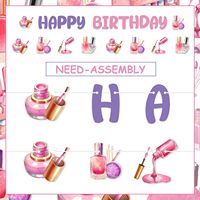 Dekorasi Pesta Ulang Tahun Mani Pedi, Spanduk Selamat Ulang Tahun, Kosmetik, Perlengkapan Spa, Perlengkapan Pesta Rias untuk Wanita dan Gadis