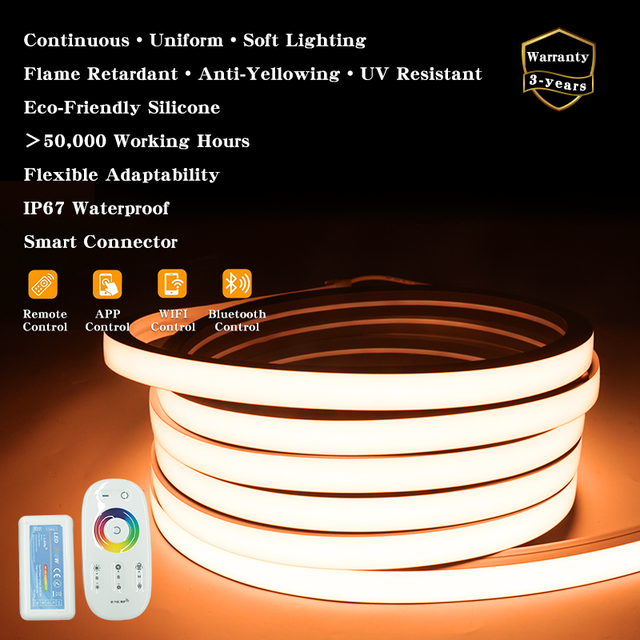 High Brightness Rgbw Led Strip 24v12v IP67 Waterproof 20x20mm Neon Flexible Led DIY Shape Indoor/outdoor Commercial Lighting