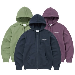 เสื้อฮู้ดซิปพรีเมียมเนื้อหนา 100% ผ้าฝ้ายเฟรนช์เทอร์รี่ สีพื้น ทรงปกติ สไตล์สตรีทแวร์ พร้อมตัวเลือกสกรีนโลโก้ - Product Image 6