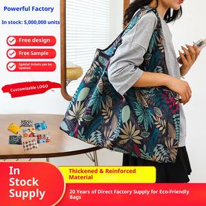 Grand sac de courses pliable portable à motif de dessin animé, sac d'épicerie grande capacité, sac à main écologique en PLA - Product Image 2