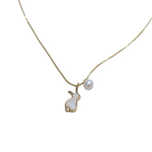 Collar con Colgante de Perla de Agua Dulce con Diseño de Conejo y Luna Wenchi, Cadena de Oro de 14K para Clavícula, Colgantes y Dijes de Moda Únicos y Personalizados - Product Image 5