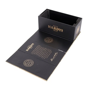 Custom Black Book Shaped Paper Packaging Magnetic Gift Clamshell gift box Wine box Bottle gift box