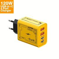 Enchufe EU/US GAN 120W Super Flash Charge, Cargador Rápido de 120W, Adaptador de Viaje Portátil, Cargador Rápido para Teléfono Inteligente, Cargador USB