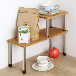 OEM Corner <strong>Shelf</strong> 2 Tier Storage <strong>Shelves</strong> Bamboo Adjustable Spice Rack Riser Standing <strong>Counter</strong> <strong>Top</strong> Cabinet Display <strong>Shelf</strong> - Product Image 1