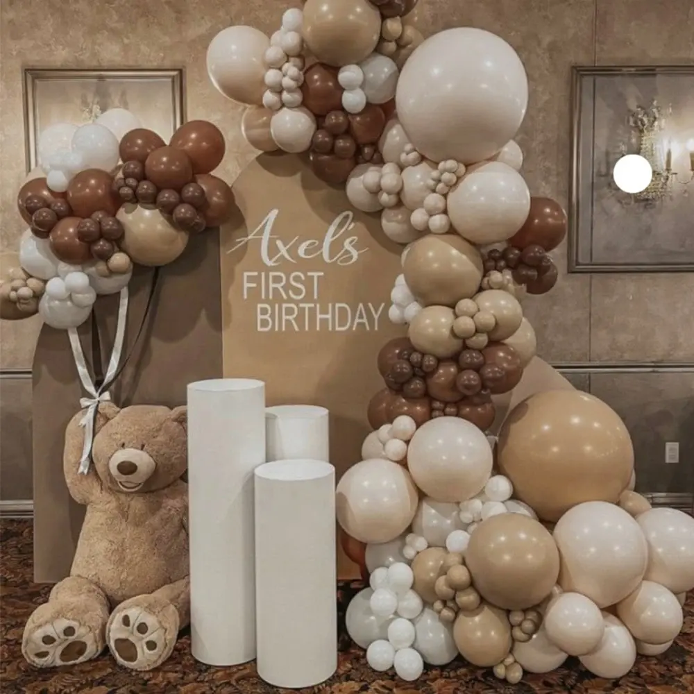JYAO Kit lengkungan balon coklat lateks Retro 162 buah untuk dekorasi pesta ulang tahun