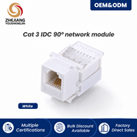 Modulo Telefonico RJ11 a Quattro Nuclei 4P4C Senza Utensili IDC, Presa Keystone CAT3 Bianca per Pannello a Muro PC, Uscita Voce Dorata