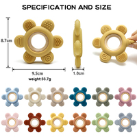 Mordedor de Madera y Silicona con Forma de Flor, Libre de BPA, para Bebés Recién Nacidos de 0 a 24 Meses, Set de Regalo