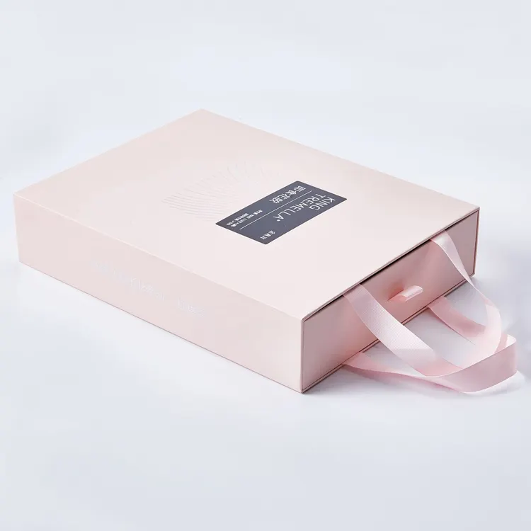 리본 손잡이를 가진 분홍색 hijab 선물 상자 서랍 작풍을 포장하는 주문 디자인 의류