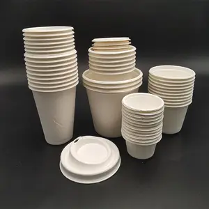 Kingwin Fábrica Atacado 100% Biodegradável Bagaço De Cana Copos De Café Com Tampa