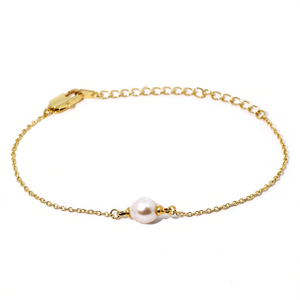 Tianyu Gems Minimalist Gold Tone <b>Copper</b> <b>Bracelet</b> with Simulated Pearl and Delicate Daily Fashion Jewelry - Product Image 1