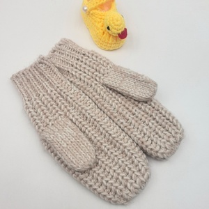 Mitaines épaisses en tricot torsadé rayé pour femme, en acrylique et coton, thermiques, coupe-vent, doublées polaire, pour l'hiver et le froid - Product Image 4