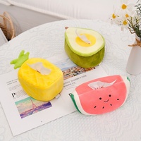 Creatieve fruit knuffels tissuebox hoesje schattige zachte pluche speelgoedjes ananas watermeloen avocado knuffels voor auto huis cadeau