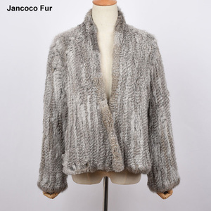 Manteau de <span class=keywords><strong>fourrure</strong></span> de lapin tricoté pour femmes, veste chaude pour hiver de bonne qualité, vraie <span class=keywords><strong>fourrure</strong></span> de lapin, collection - Product Image 4