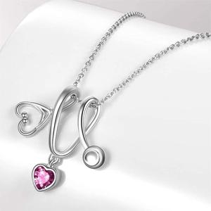 Kalung Dokter Perawat Perhiasan Custom Hadiah Pribadi Perak Sterling 925 Kalung Stetoskop Hati Zirkon - Product Image 3