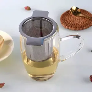 Edelstahl-Tee-Infuser Netz-Sieb hängende Teekannen Tassen Tassen steiler lockerer Blatttee mit doppeltem Griff