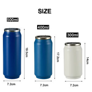 زجاجة ستانلس ستيل مزدوجة الجدار بتصميم علبة كولا، بملمس ناعم، عازلة للحرارة، للبيرة والمشروبات الغازية، مع غطاء وماصة - Product Image 5