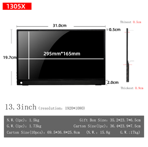 Monitor Portátil Ultrafino y Ultraligero de 13.3 Pulgadas con Pantalla Táctil de 1920*1080 Píxeles, Compatible con Entrada HD Tipo-C - Product Image 6