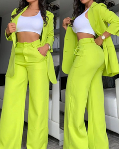Ensemble Blazer Élégant <span class=keywords><strong>Femme</strong></span> pour le Bureau, Col Cranté, Manches Trois-Quarts, Coupe Ample, Tenue de Travail Décontractée Chic, Deux Pièces 2026 - Product Image 4