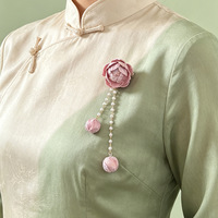 Bros Bunga Peony Brokat Song 2026 Gaya Retro Cina dengan Rumbai Mutiara untuk Pakaian Qipao Hanfu Wanita, Aksesoris Bros Grosir
