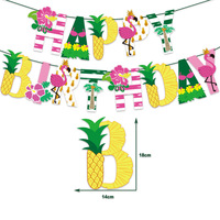 Décorations de fête d'anniversaire hawaïennes avec bannière, ballons, et décoration de gâteau pour les anniversaires Luau, les fêtes d'été tropicales et les barbecues.