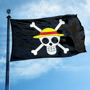 Bandiera dei Pirati <span class=keywords><strong>di</strong></span> <span class=keywords><strong>One</strong></span> <span class=keywords><strong>Piece</strong></span> con Cappello <span class=keywords><strong>di</strong></span> Paglia <span class=keywords><strong>di</strong></span> Luffy 3x5ft, Doppia Faccia, Jolly Roger, Banner Anime per Decorazione Parete Camera da Letto o Man Cave - Product Image 1